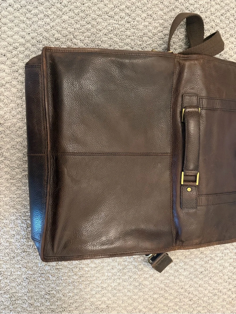 McCarren & Sons Men's Brown Leather Messenger Bag with Shoulder Strap